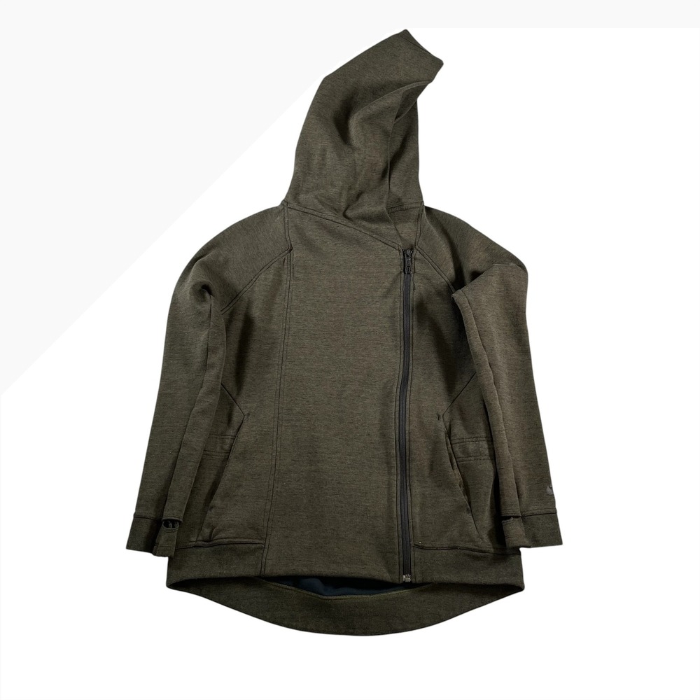 Nike Tech Fleece Asymmetrical Zip Hoodie Jacket Olive Green Medium 805146-355